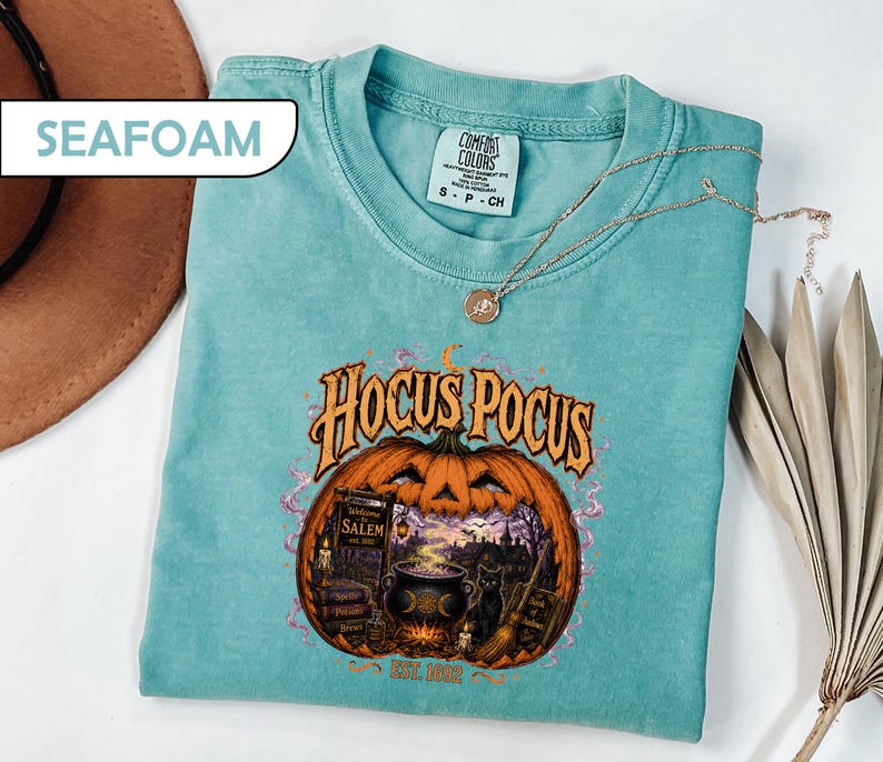 Comfort Colors® Salem Halloween Shirt, Spooky Season Witchy Tee, Witch City Massachusetts T-Shirt, Retro Pumpkin Graphic Tees image 7