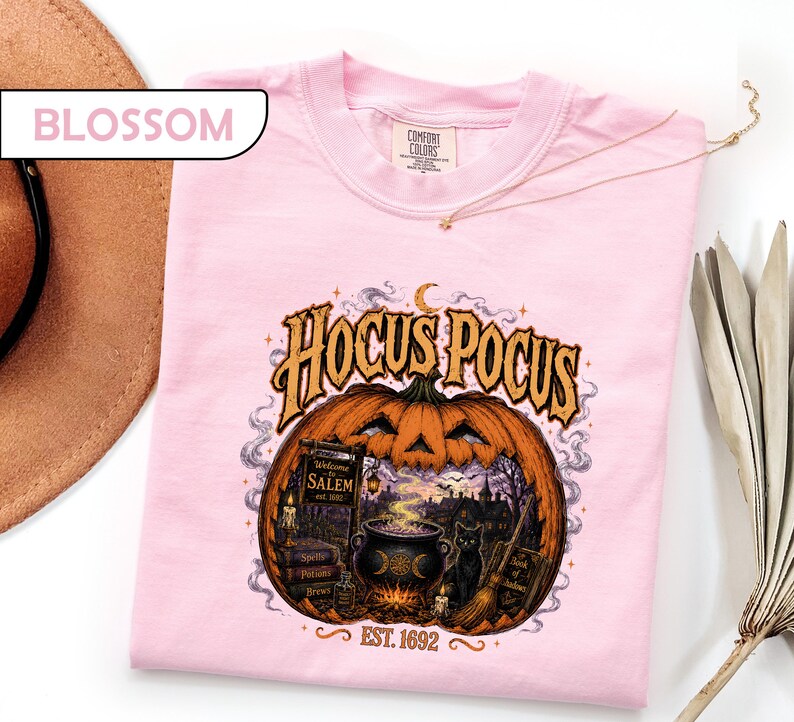 Comfort Colors® Salem Halloween Shirt, Spooky Season Witchy Tee, Witch City Massachusetts T-Shirt, Retro Pumpkin Graphic Tees image 8