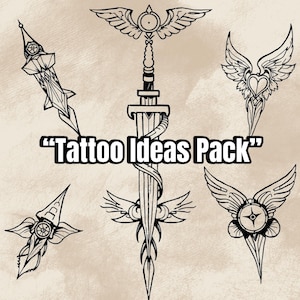 Tattoo Ideas PDF – Mixed Style Flash Designs, Tattoo Sketches, Digital Tattoo Art Download”