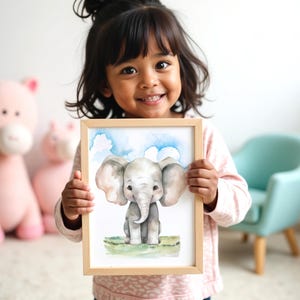 Jungle Animal Wall Art – Set of 3 Nursery Prints (Giraffe, Elephant, Lion)