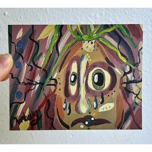 Lies: Art Print (4x5), Surreal Acrylic Painting, Bizarre Portrait Decor, Funky Indie Artwork, Modern Abstract Statement, Fun Unframed Glicée