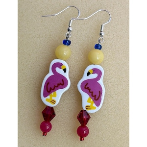 Flamingo: Earrings, Funky Animal Jewelry, Fun Bird Dangle, Quirky Tropical Statement, Whimsical Boho Hippie Fashion, Artsy Hipster Accessory