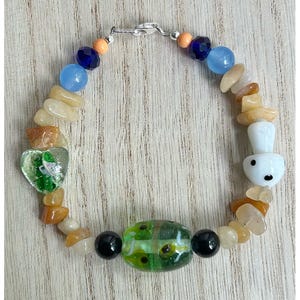 Fresh Grass: Bracelet, Artsy Beaded Jewelry, Funky Gemstone Accessory, Quirky Hipster Statement, Whimsical Indie Fashion, Fun Boho Gift