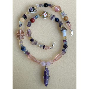 Lakeside Lavender: Necklace, Artsy Beaded Jewelry, Quirky Pendant Accessory, Funky Hipster Statement, Whimsical Indie Fashion, Fun Boho Gift