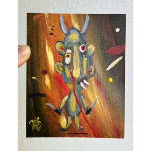 She&#39;s Out for Revenge: kunstprint (4 x 5), surrealistisch acrylschilderij, funky monsterdecor, gotisch indiestatement, ingelijst glicée-kunstwerk