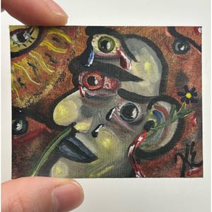 I see you: Vinyl Sticker, surreales Acrylbild, ungewöhnliches modernes Porträt