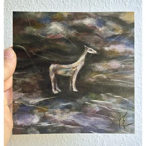 Somewhere: Art Print (5x5, 8x8), Artsy Acrylic Painting, Fun Modern Decor, Funky Indie Statement, Whimsical Animal Artwork, Unframed Glicée