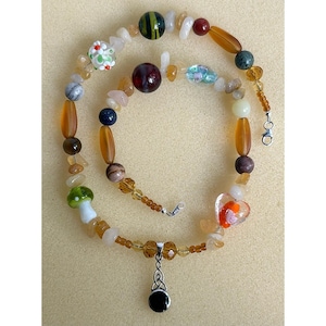 Autumn Dusk: Necklace, Artsy Beaded Jewelry, Quirky Bohemian Chic Accessory, Funky Hipster Statement, Whimsical Indie Fashion, Fun Boho Gift