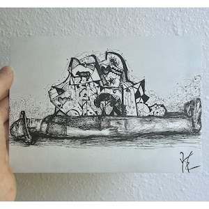 While I Was Sleeping: Art Print (5 x 7), gedetailleerde inkttekening, grillig indiedecor, kunstzinnige hipster-kunstwerken, leuke ingelijste glicée, hippiecadeaus
