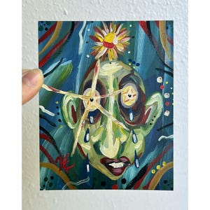 Star-Eyed Man: Art Print (4x5, 8x10), Quirky Acrylic Painting, Funky Modern Decor, Fun Indie Statement, Colorful Unframed Glicée Artwork