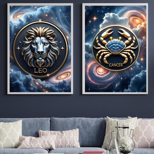12 Astrology Signs - Zodiac Poster Set  | Digital Art Print Bundle | Horoscope Wall Art, Celestial Zodiac Symbols