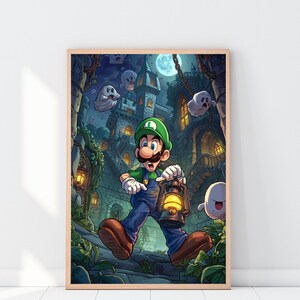 Luigi - Super Mario Wandbild - Videospiel Poster - Gamer Zimmer Dekor - Digitaler Download