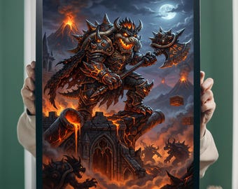 Bowser  - Printable Wall Art - Digital Download - Super Mario Fan Art
