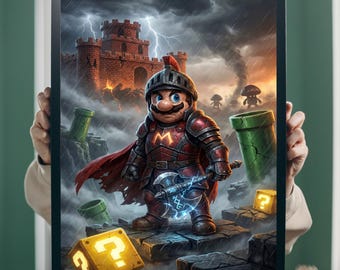 Mario Knight - Printable Wall Art - Digital Download - Super Mario Fan Art