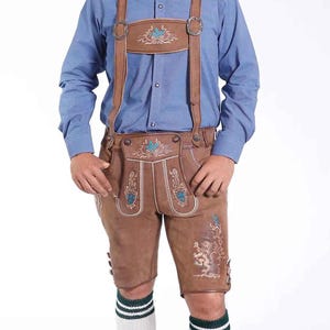 Embroidered Suede Leather Lederhosen: Bavarian Oktoberfest Costume