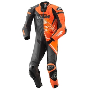 KTM Orange Black Leather Racing Suit – Men&#39;s Motorcycle Track Day Gear