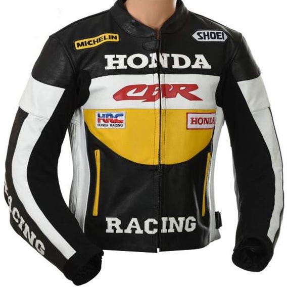 Honda CBR Racing Yellow Leather Jacket – Men's Biker Motorcycle