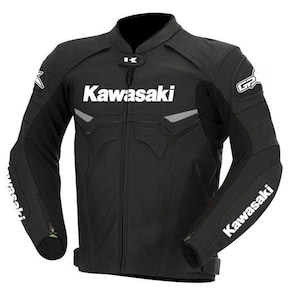 Kawasaki Racing Street Black Leather Biker Jacket – Genuine Cowhide Motorcycle Gear