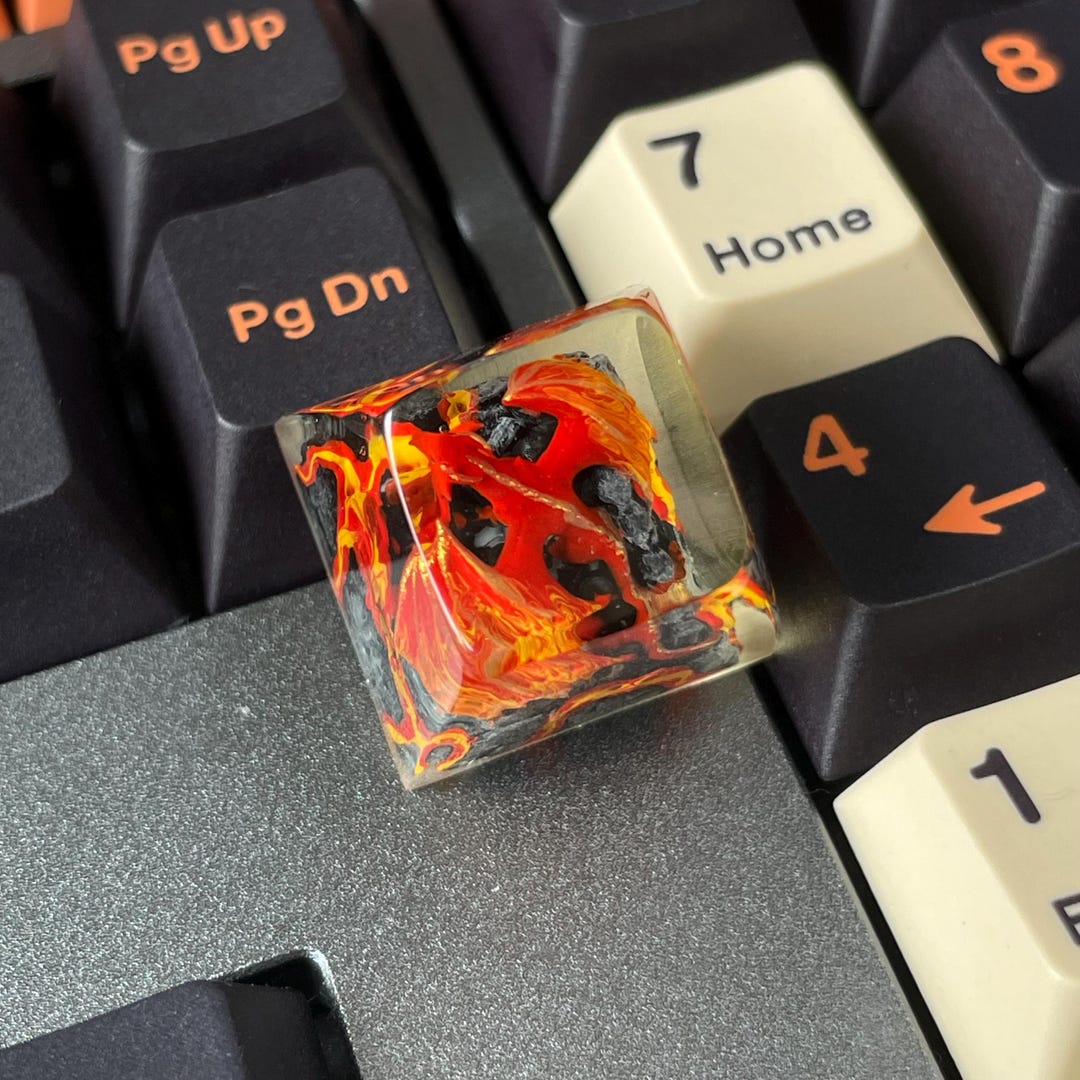 Handmade Artisan Keycap | Lava Dragon Design | Custom Resin Keycap for ...