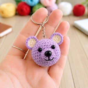 Patroon gehaakte teddybeer sleutelhanger | Kleine amigurumibeer pdf (digitale download)