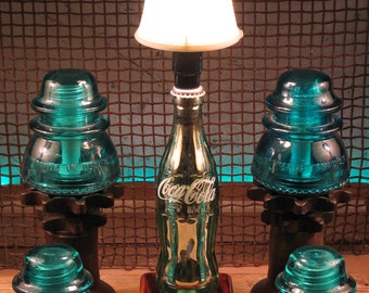 Lámpara de botella con forma de trofeo de Coca-Cola, espejo plateado, luz de fuente de refrescos de Coca-Cola con pantalla blanca y bombilla LED #A