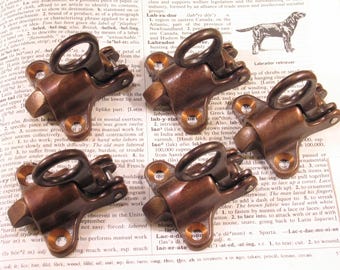 Pestillos de anilla para ventana de travesaño con forma de bala de latón NOS 5, herrajes vintage para puertas de guillotina o de gabinete