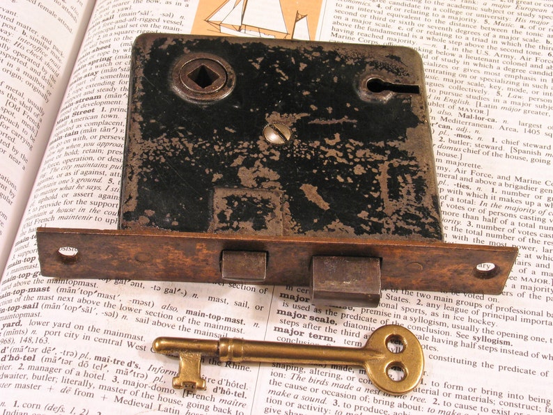 Vintage Mortise Door Lock W Skeleton Key Antique Victorian Etsy