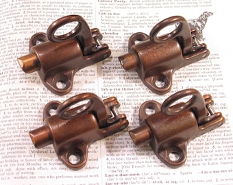 Pestillos de anilla para ventana de travesaño con forma de bala de latón grande NOS 4, herrajes vintage para marcos de ventanas