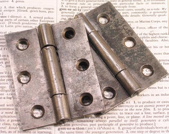 Par de bisagras de hierro vintage de 3 x 2,25, herrajes para puertas antiguas