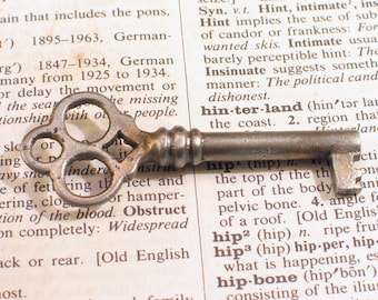 Vintage Fancy Iron Hollow Barrel Skeleton Key 2-1/4" Long - Antique Furniture Key Hardware #B