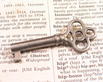 Vintage Fancy Iron Hollow Barrel Skeleton Key 2" Long - Antique Furniture Key Hardware #A