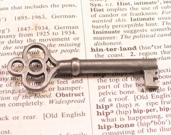 Vintage Fancy Iron Hollow Barrel Skeleton Key 2-1/4" Long - Antique Furniture Key Hardware #C