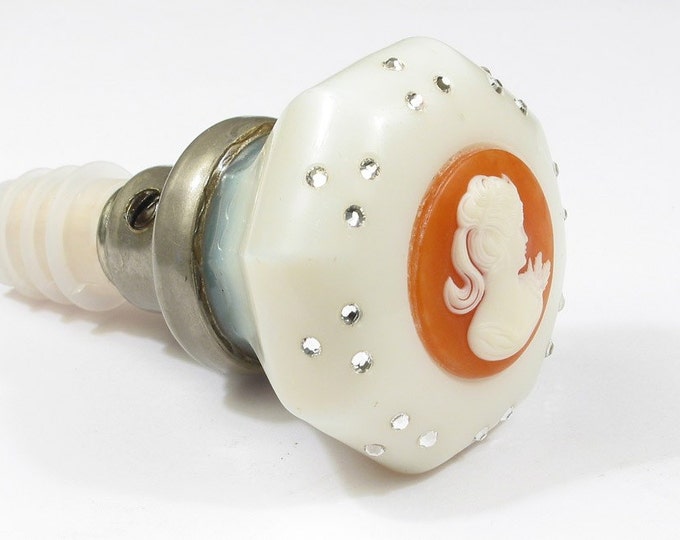 Vintage Milk Glass Door Knob Wine Bottle Stopper CAMEO W Crystals Etsy