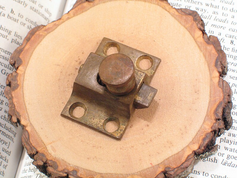 Tiny Vintage Solid Brass Cabinet Door Latch Antique Cupboard Etsy