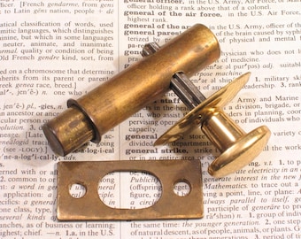 NOS Vintage STAR SHAFT Brass Door Bolt Set w Turn Knob - Antique Door Lock Hardware #B