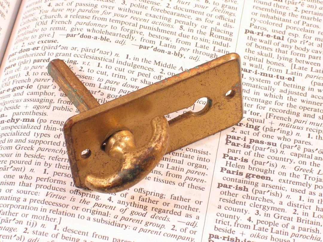 Brass Vintage ARMOIRE Door Bolt Turn Plate W Keyhole Antique Etsy