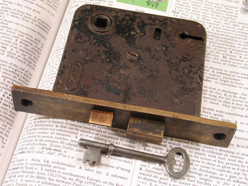 Brass Yale Vintage Mortise Door Lock W Skeleton Key Antique Etsy
