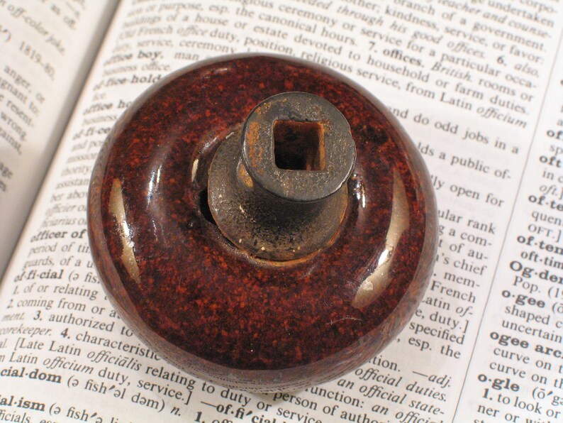 Antique Victorian Doorknob Hardware Vintage SPECKLED Brown Porcelain Mineral Door Knob for Rim Lock