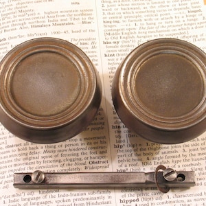Pair Vintage RING Doorknobs w Rod & Set Screws - Antique Door Knobs Hardware