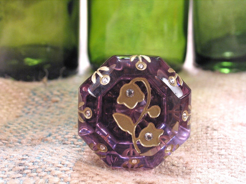 Antique Amethyst Glass Door Knob Bottle Stopper Topper ROSE of Etsy