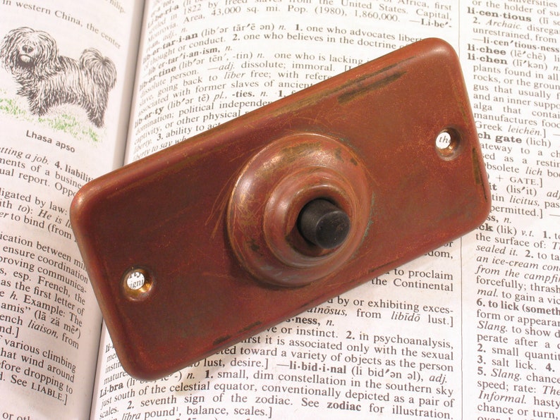 Bronze Victorian Windup Door Bell Set w Plate Antique Brass Etsy