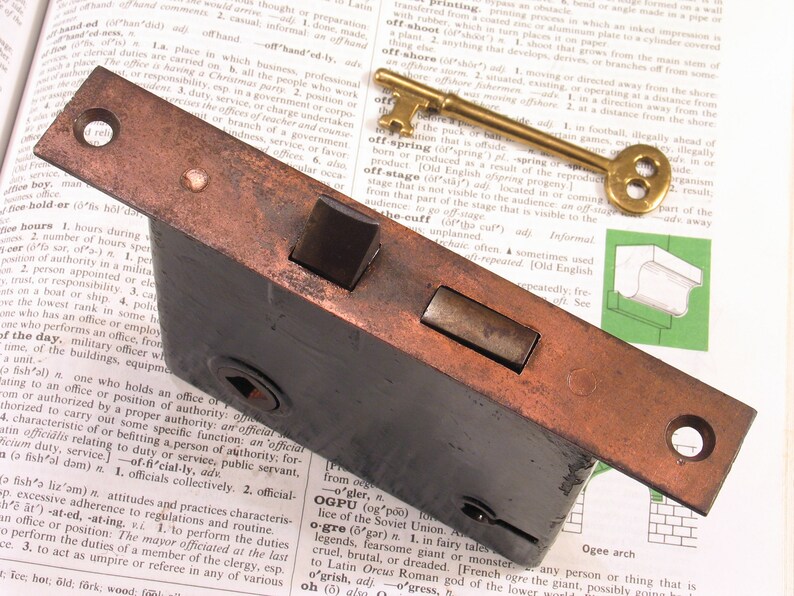 Vintage Mortise Door Lock w Skeleton Key Antique Vintage Etsy