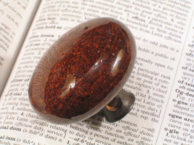 Antique Victorian Doorknob Hardware Vintage SPECKLED Brown Porcelain Mineral Door Knob for Rim Lock