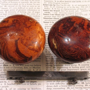 Pair Brown Swirl Porcelain Mineral Doorknobs - Antique Bennington Door Knobs Hardware #F