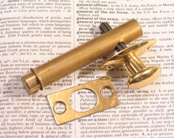 NOS Vintage STAR SHAFT Brass Door Bolt Set w Turn Knob - Antique Door Lock Hardware #A