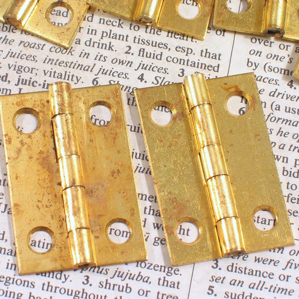 Pair NOS Brass Vintage Door Hinges 1" x 1.5" - Jewelry Box - Clock Case - 14 Pair Available