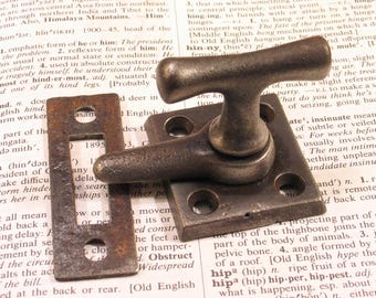 Vintage Casement Window Lock w Keeper - Cabinet Door Latch - Antique Hardware #B