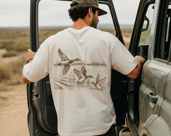 Retro jaktande gräsandsänder komfortfärger t-shirt