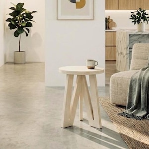 Small Round Baltic Birch Side Table | Unfinished style | Minimalist Scandinavian Accent End Table
