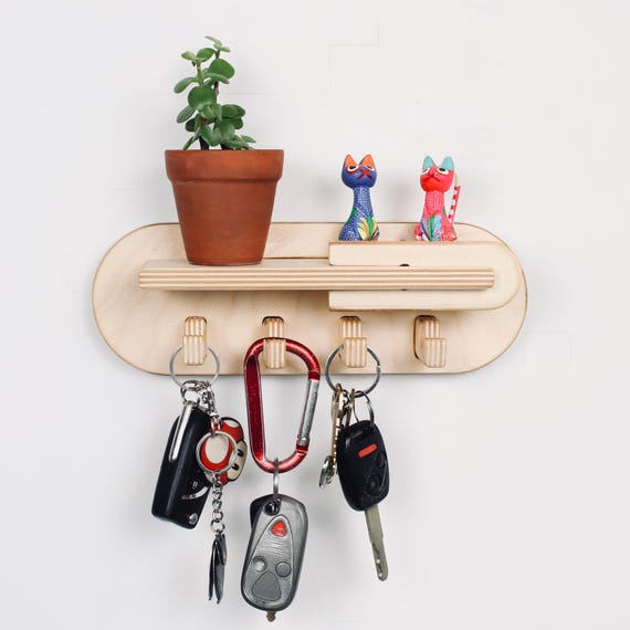 Wood Key Holder. Wall Key Rack. Key Holder with Mail Slot. Entryway Organizer. Key Hooks. Wall Organizer. Handmade. Made in USA.